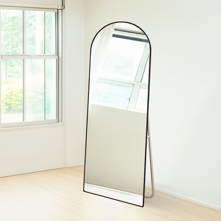 베라스코 대형 아치형 2in1 스탠드 벽걸이 전신거울, 블랙