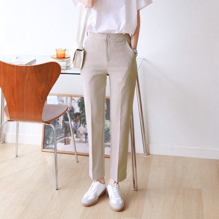 수비진 여성용 스판 슬림 일자 슬랙스 짧은기장 SL51131