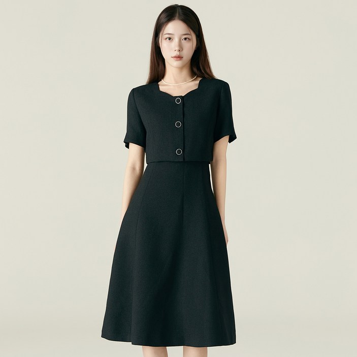 로엠 여성용 스칼럽 2in1 롱 원피스