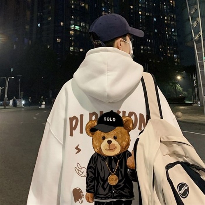 ANYOU 남자 가을 겨울 오버핏 캐릭터 후드티 ANYOU 남자 가을 겨울 오버핏 캐릭터 후드티