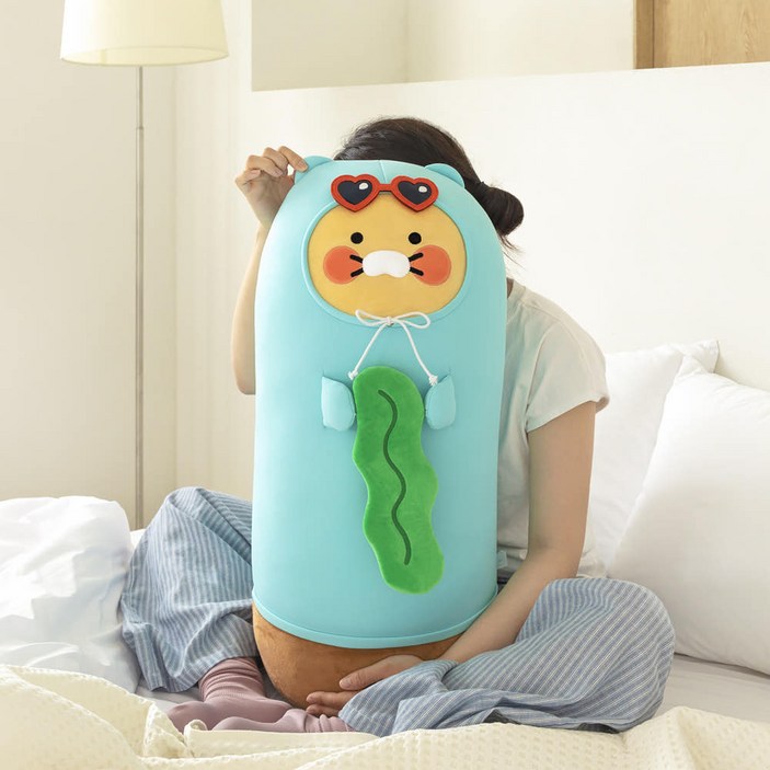 [춘식이 쿨링 롱 바디 필로우]바디필로우 여름쿠션 등받이쿠션 좌식쇼파 의자등받이 허리쿠션 등쿠션 냉감미니쿠션 침대헤드보드 의자허리 롱바디필로우인형 냉감바디필로우 쿨링바디필로우, 단일