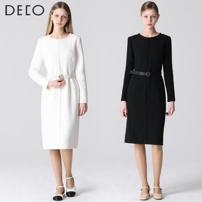 DECO 퍼스트레이디 벨티드 라운드 원피스