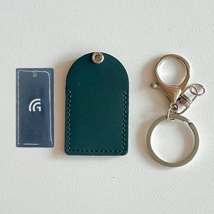 2.2cm x 4.5cm 가죽 아파트 도어락 카드키 케이스, 다크 그린 2.2x4.5, 1개
