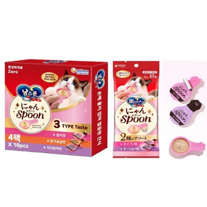 유니참 고양이간식 냥스푼 10pcs x 4팩 긴노스푼 코스트코