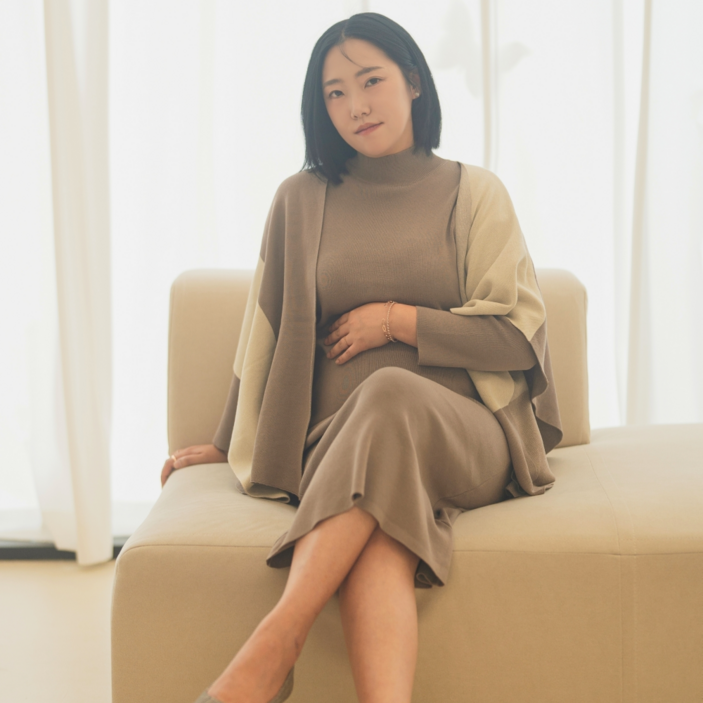 1lliMilli 니트원피스+숄 세트 임산부 빅사이즈 가을 겨울 긴팔 니트 롱 원피스 하객룩 FREE size