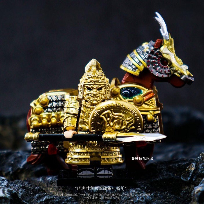 빌딩 블록 탱크 군대 타사 인물 Xuanjia 황금 갑옷 말 조립 퍼즐 보이 생일 선물