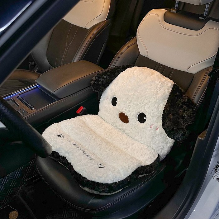 마법의 주머니 극세사 겨울 차량용 귀여운 강아지 허리쿠션 일체형 논슬립 시트쿠션