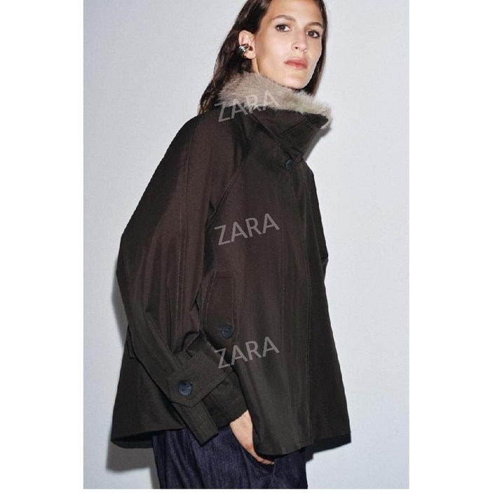 자라 신상 크롭 코트 탈부착 인조 모피 zara 2025
