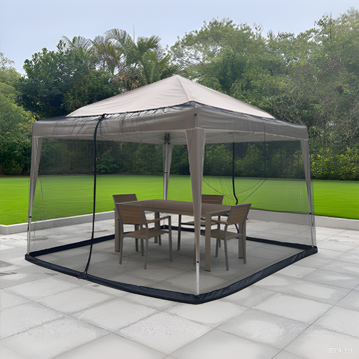 캐노피 천막 모기장 야외용 캠핑 텐트모기장 몽골 접이식 방수 그늘막 파라솔 4면 방충망 3mx3m 캐노피 미포함