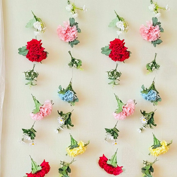 Her1088 빅 카네이션 풍성한 꽃모빌 1p 모빌 생화같은 조화 포토존 이벤트 행잉플라워 월데코, 2.컬러믹스