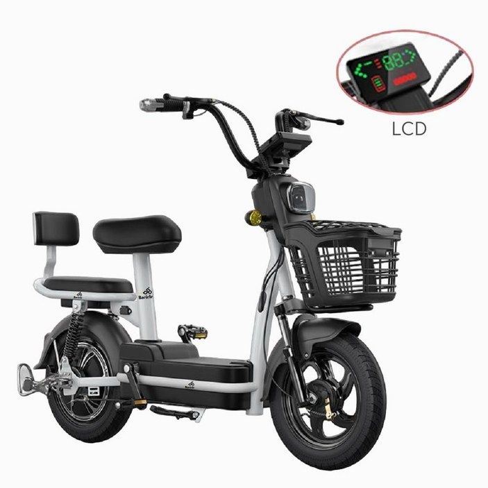 Bacicle 전기자전거 48V 접이식 미니벨로 자토바이 전동 자전거 15Ah 리튬 배터리, LCD블랙 48V 15A 리튬배터리