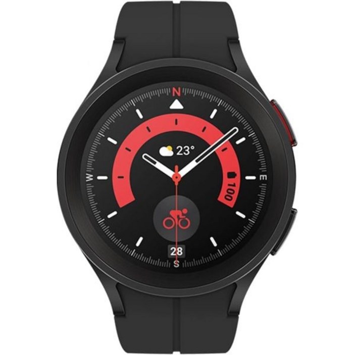 삼성 갤럭시 워치 5 프로(45mm, WiFi + 4G LTE) 1.4인치 슈퍼 AMOLED 스마트워치 GPS 블루투스, 슬립 코칭, 생체 활성 센서, 방수 R925U, 블랙