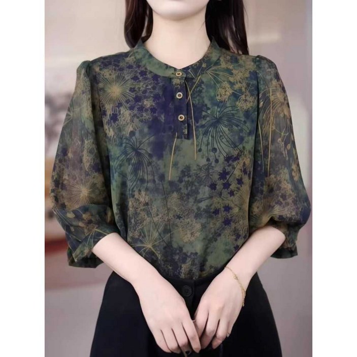 여름 블라우스 퍼프 스퀘어넥 셔링 제이플로우 플라워