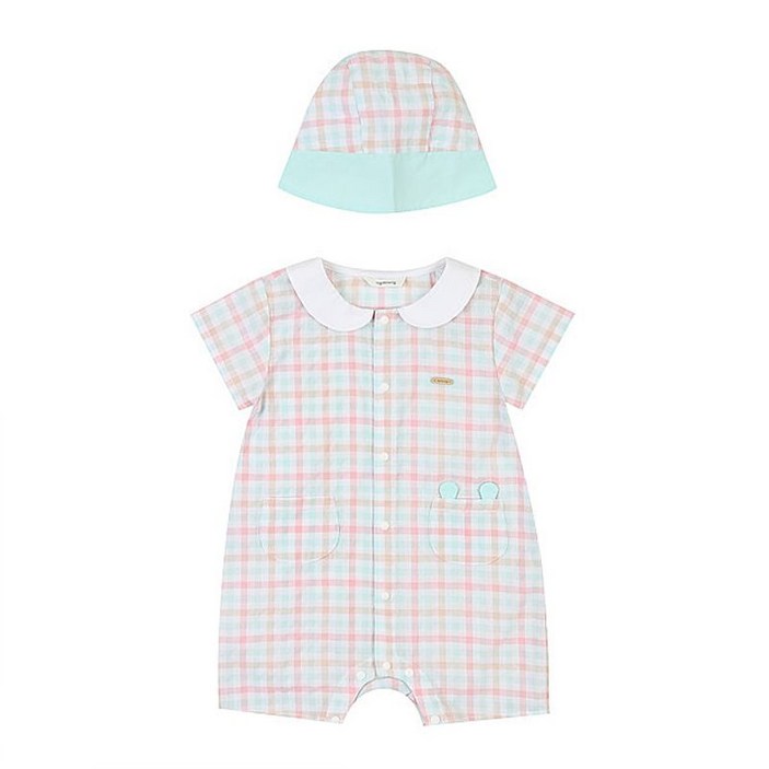 아가방 로아고미체크우주복 모자  MINT  01R327505