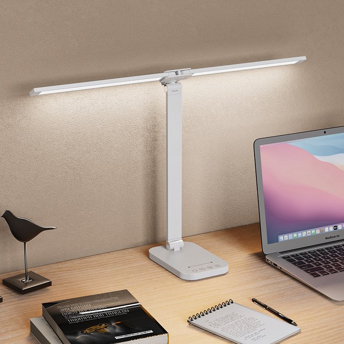 Airwit 독립조절 듀얼 LED 스탠드 조명 시력보호 블루라이트 차단 스마트 감광 책상 사무실 학습용 사무용 독서용, 화이트