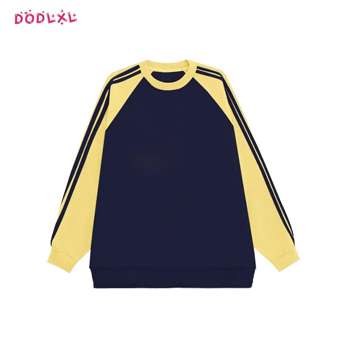 DODLXL 남녀공용 라운드넥 소매 스트라이프 커플티 봄가을 패션 배색 긴팔 맨투맨 티셔츠 상의