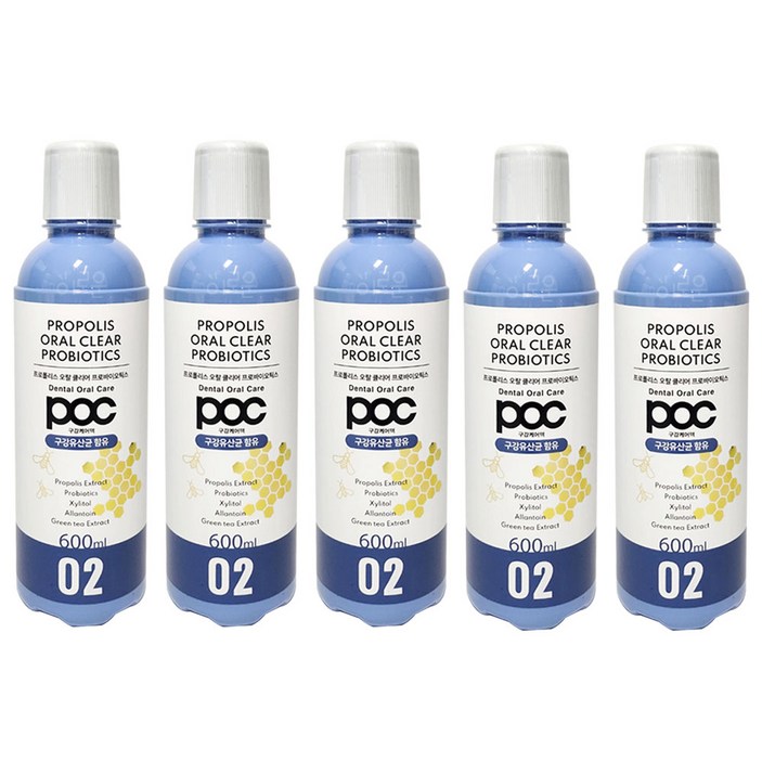 POC Pro 오랄클리어 프로폴리스 프로바이오틱스 찌꺼기 천연성분 가글, 600ml, 5개