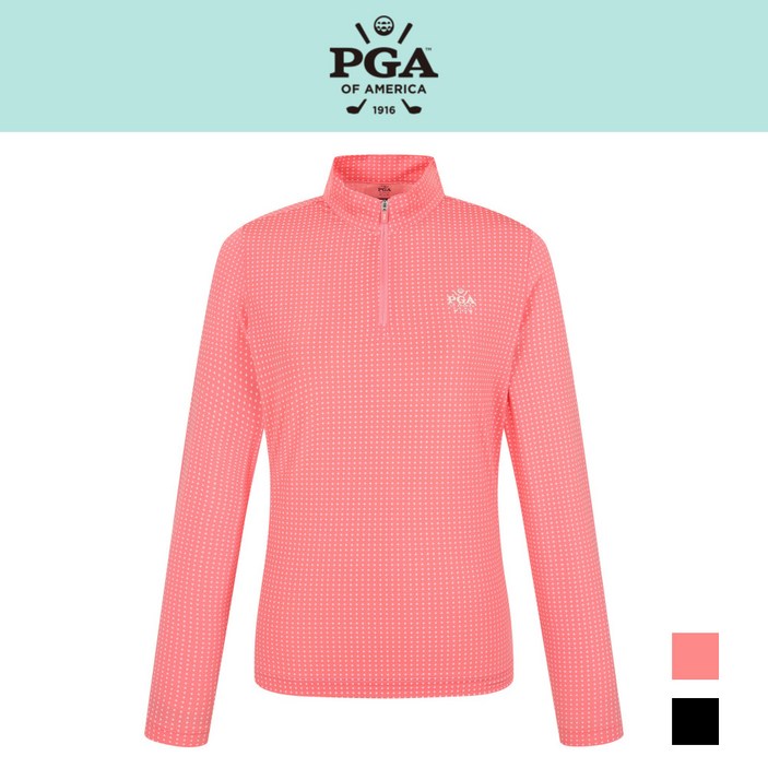 PGA 여성 도트 반집업 쿨링 긴팔티셔츠 PGWTS51303