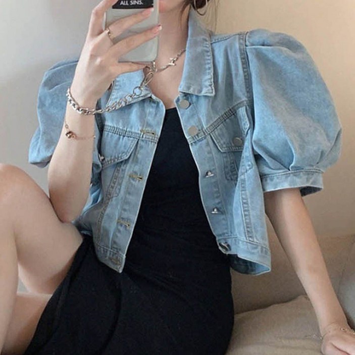 반팔청자켓 여름 데님재킷 여성 크롭 숏 썸머 점퍼 rim*749CK