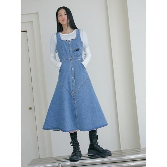 [백화점 정품] 에고이스트 원피스 장식 비조 포인트 플레어 민소매 데님 (ER1DO160)