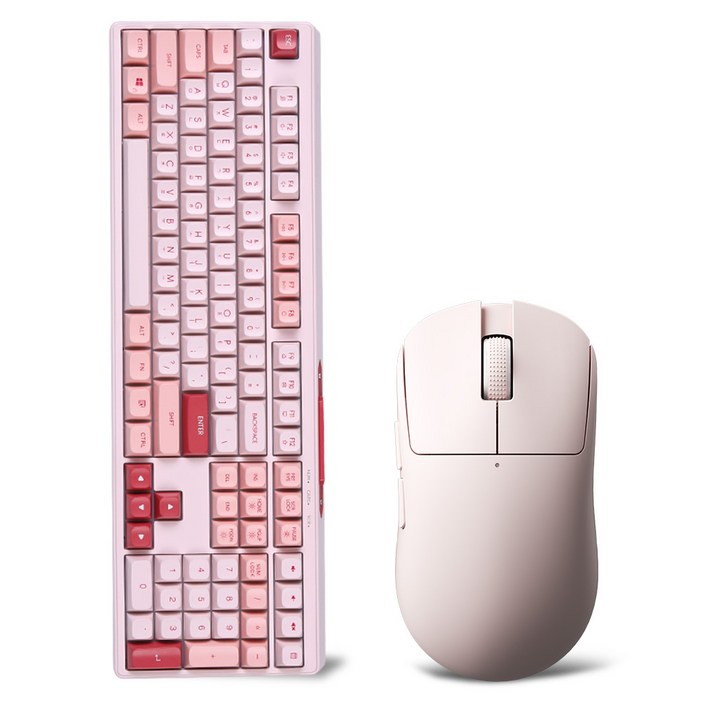 몬스타 가츠 X108 SE 멤브레인 유선 저소음 키보드마우스 세트, 인체공학, 딸기샤베트, X108SE