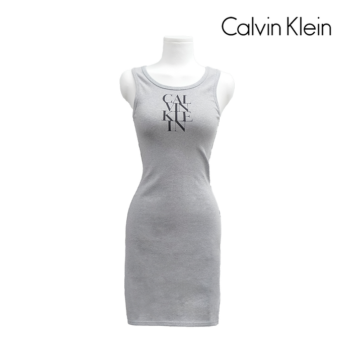 캘빈클라인 코튼 립 슬리브리스 탱크 드레스 원피스