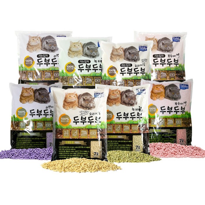 테비 두부두부 7L X 6개 고양이모래 두부모래 일반입자 4종