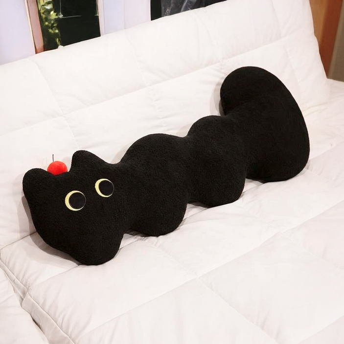 블랙 고양이 꽈배기 롱 쿠션 바디필로우 130cm