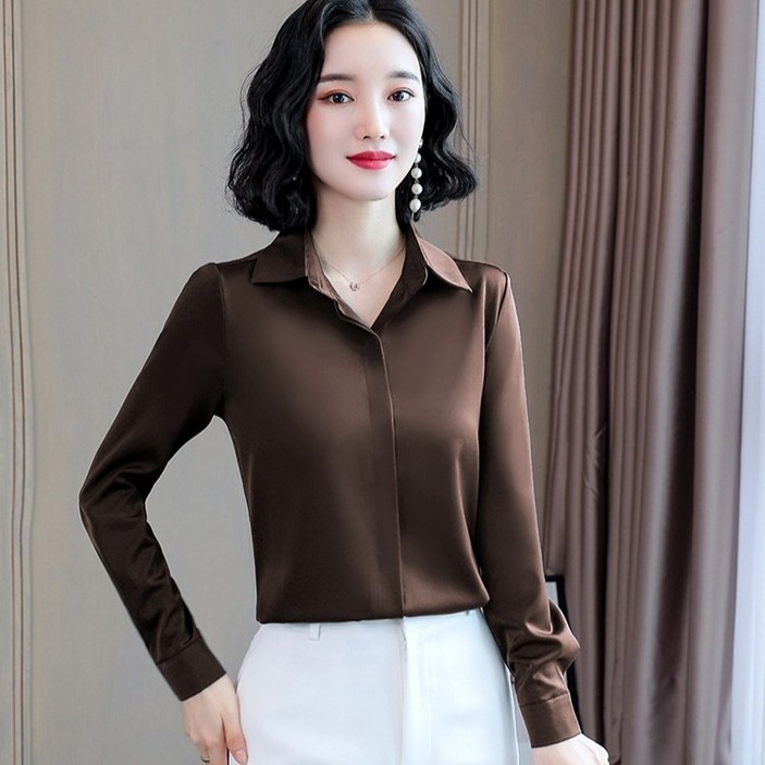 ANYOU 여성 긴팔 레귤러핏 블라우스 셔츠