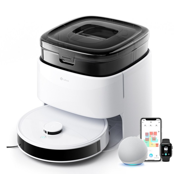 Lefant (르팡) M3 올인원로봇청소기 12000pa 경이로운 흡입력 자동 먼지비움 자동 온수세척 다기능앱제어, 화이트, 단품