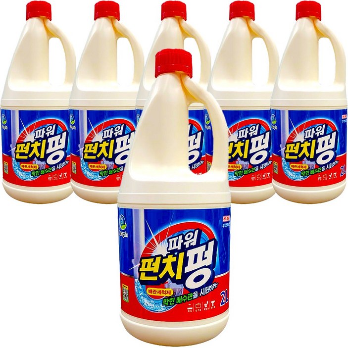 하루그린 배수구세척제 펀치펑 2L, 6개, 2L