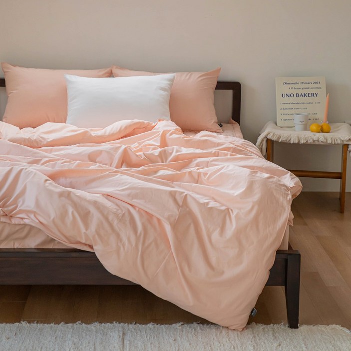 디저트 순면 100 호텔식 사계절 이불커버, 피치핑크