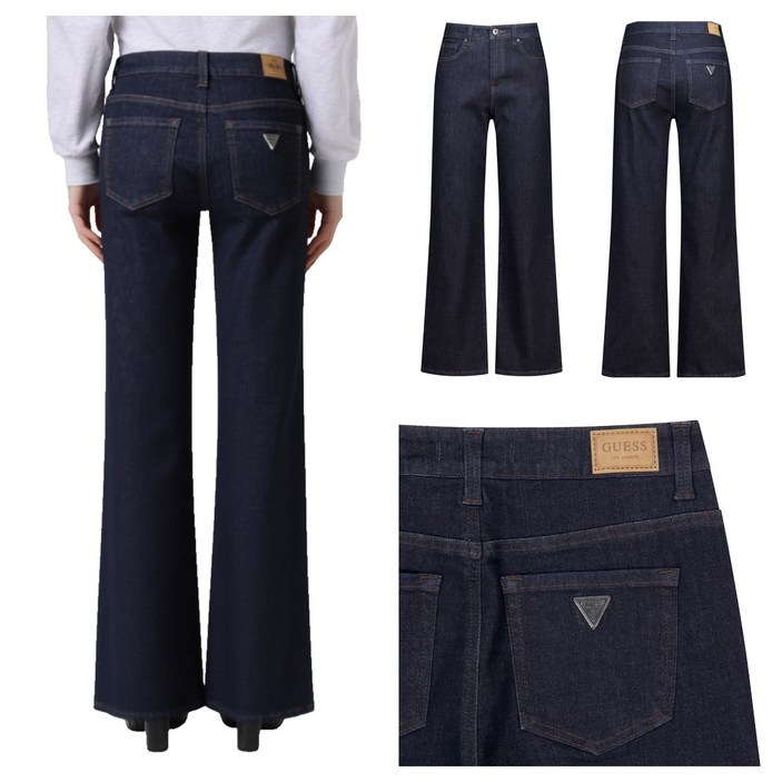 2025 F/W 게스 여성 와이드핏 청바지 가을 여자 일자 데님 팬츠 블루블랙
