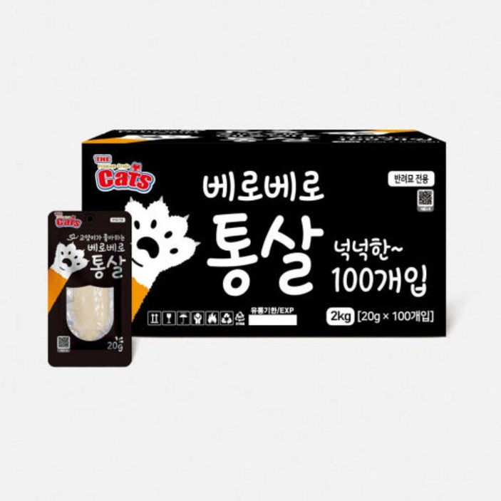 더캣츠 고양이 베로베로 통살 고양이간식, 100개, 20g, 닭가슴살