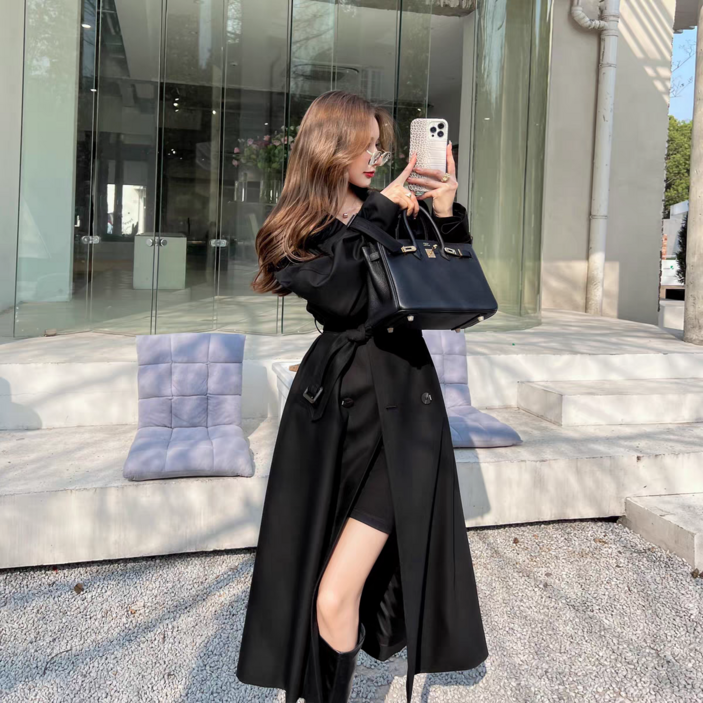 시스슈 더블버튼 롱 트렌치 코트