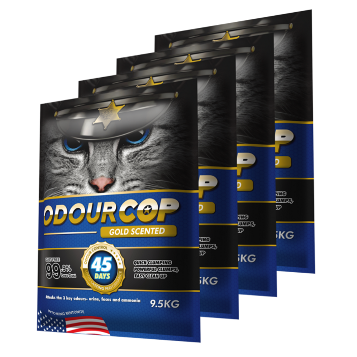 오더캅 골드 벤토나이트 고양이모래 9.5kg 총 4봉(총 2박스 배송), 9.5kg, 4개, 골드 유향