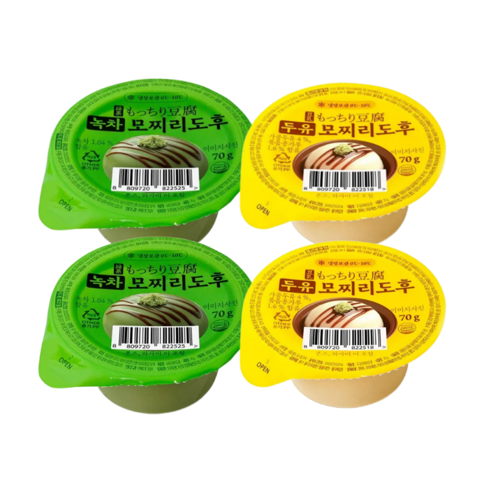 유통기한임박 (25.01.14) 녹차 모찌리도후 2개+두유 모찌리도후 2개 / 일본 푸딩 말차 치즈 안주 디저트