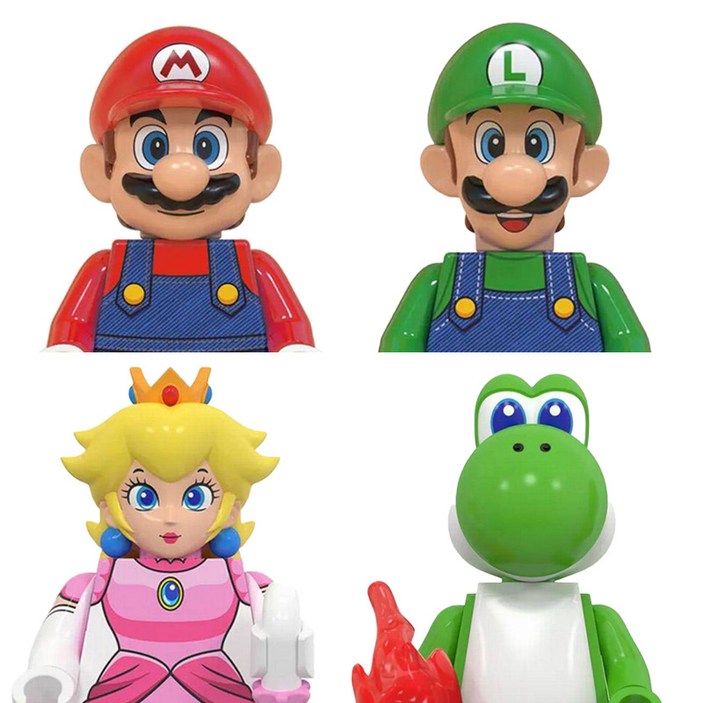 슈퍼마리오 캐릭터 4종 호환블록 브릭미니피규어 수집/장식/전시용 키덜트아이템, 1개