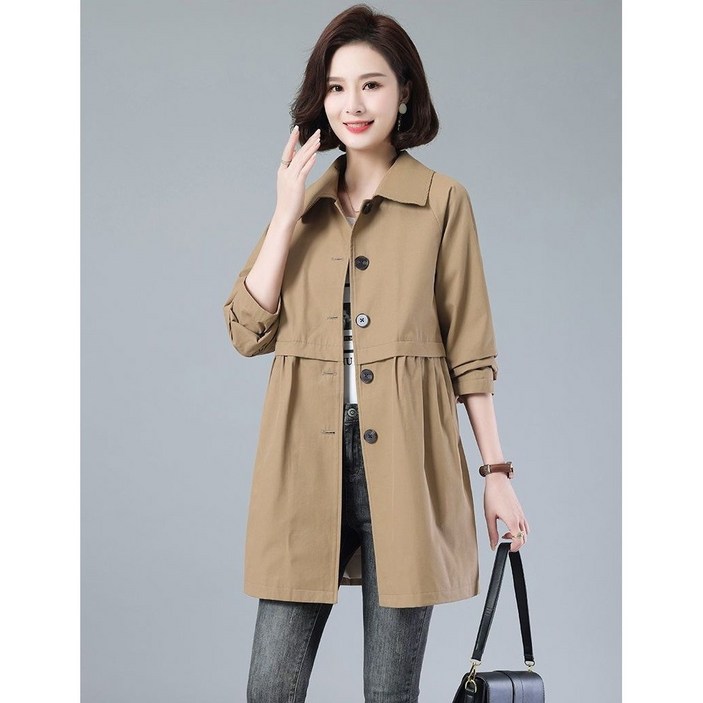 보그핏 이네스아우터 여성 야상 하프기장 카라넥 단추 자켓 아우터