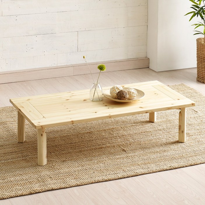 조은세상 편백나무 원목 강철 테이블 1200×600 피톤치드 히노끼 거실테이블