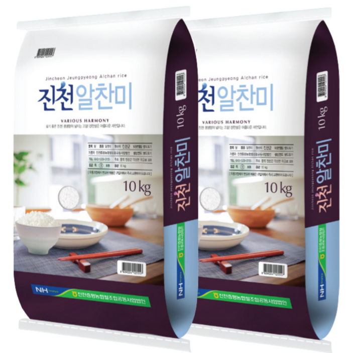 진천증평농협 진천쌀 알찬미 상등급 20kg(10kg+10kg), 상등급, 2개, 10kg