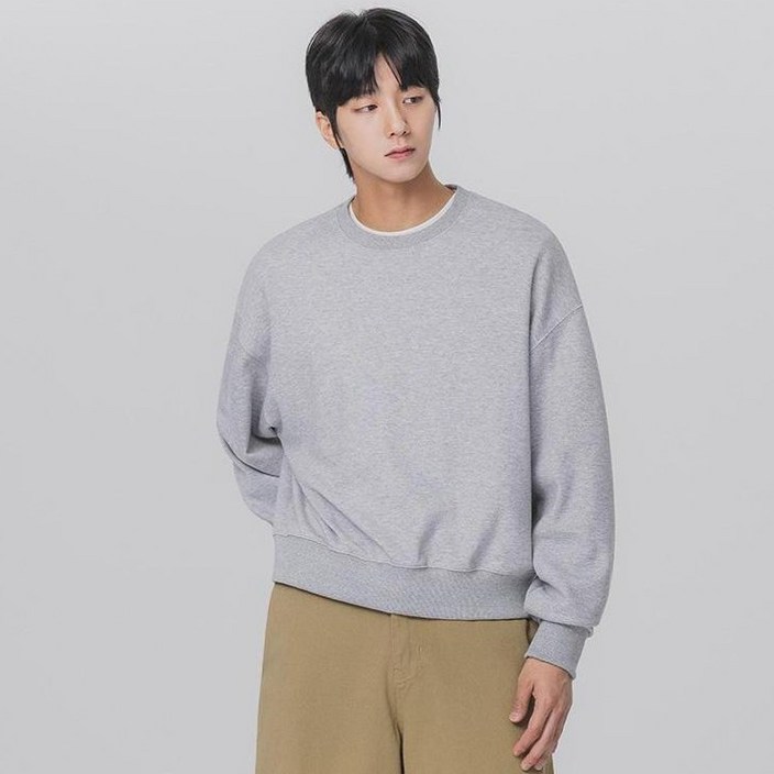 앨빈클로 남성용 레귤러핏 세미 크롭 맨투맨 MAR314