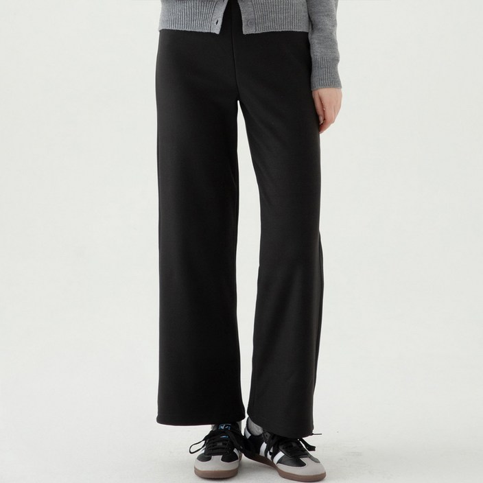 ELLE PARIS 여성용 융털 세미 와이드핏 밴딩 팬츠