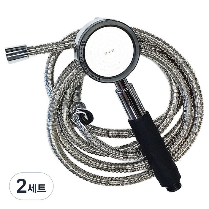 콤마드림 절수형 샤워기 헤드  3M 호스 세트, 2세트, 실버블랙