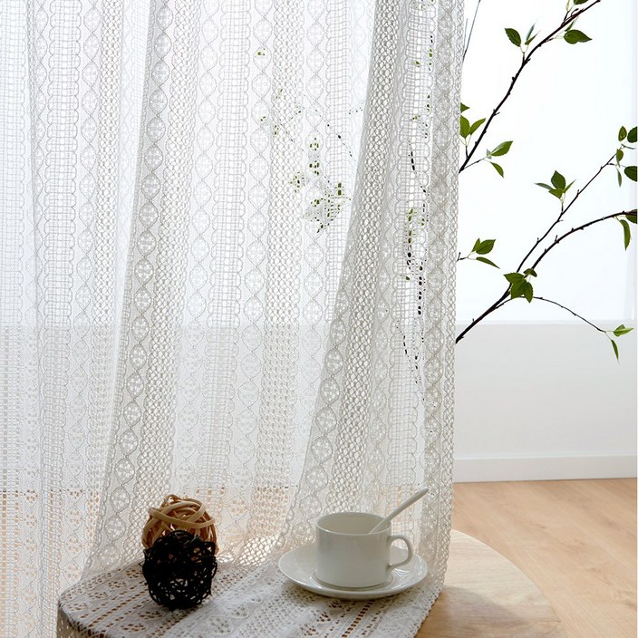 사라하우스 레이스 가리개 뜨개 빈티지 자수 커튼 핀형