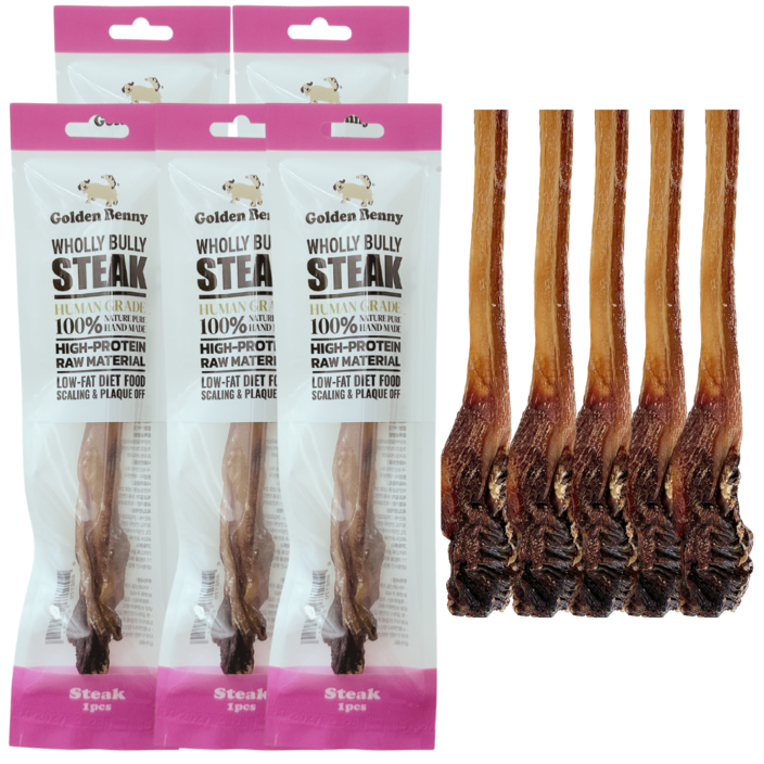 골든베니 한우불리스테이크 M-SIZE 강아지 오래먹는간식 불리스틱 우스틱 소우신, 5개, 25g, bullysteak
