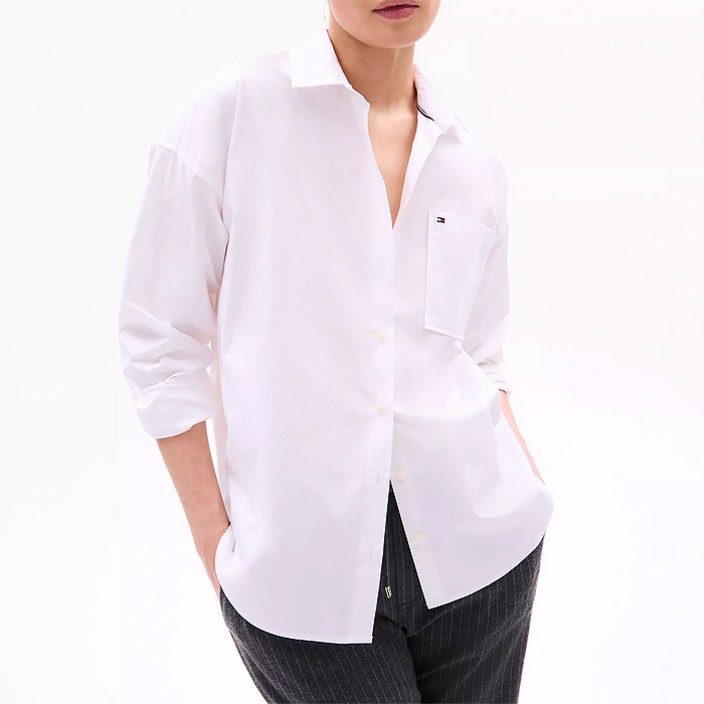 타미힐피거 여성 릴렉스핏 긴팔셔츠 White