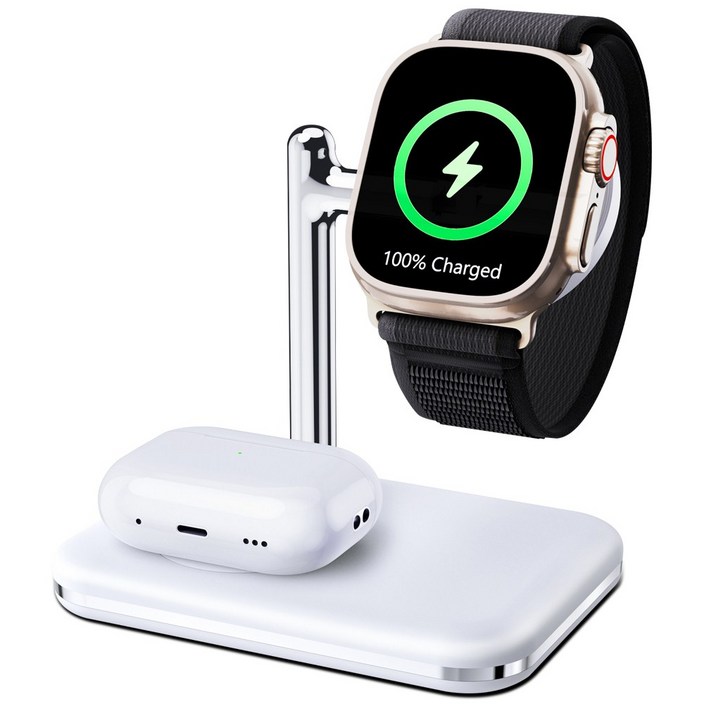더조은셀러 애플워치 에어팟 2in1 웨어러블 듀오 스탠드 동시 듀얼 무선충전기 C타입 10W