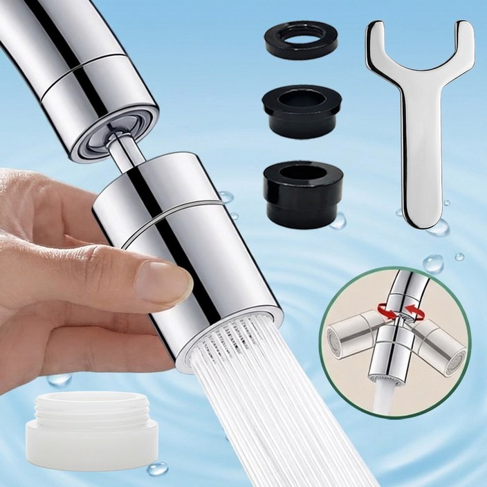 세면대 수도꼭지 헤드 회전식 튀김 방지 수도꼭지 720도 전방향 세척