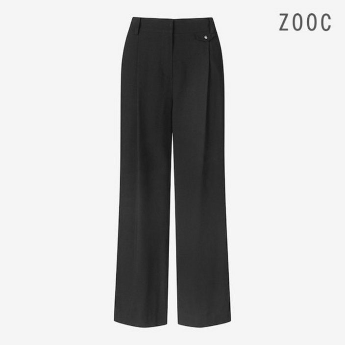 ZOOC 뒷밴딩 단추 포인트 원턱 팬츠 BK V253MSA908